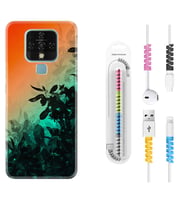 Tecno Camon 16 18P Pova 3 Pova Neo Kılıf Kablo Koruma Spiral Silikon Güzel Çiçekler 1712