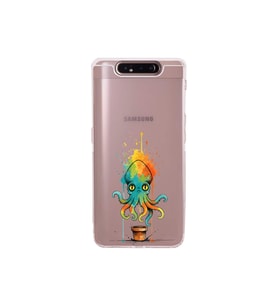 Samsung Galaxy A90 ile uyumlu Splash ahtapot tasarımlı şeffaf silikon kılıf
