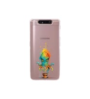 Samsung Galaxy A90 ile uyumlu Splash ahtapot tasarımlı şeffaf silikon kılıf