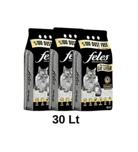 Feles %100 Tozsuz Kil İçerikli ve Karbonlu Kedi Kumu (10 L) X 3 Adet