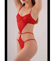 Fantezia Night Transparan Kırmızı Dekolteli Balenli Fantazi İç Giyim Body TM1409