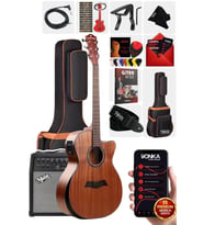 Maxword M450-EQ-50AMP Masif Ağaç 50W Amfili Elektro Akustik Gitar Seti üst Segment