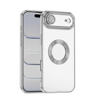 Apple iPhone 17 Uyumlu Air Uyumlu Kılıf Kamera Korumalı Logo Gösteren Zore Omega Kapak (Gümüş)