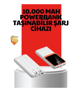 Mey İthalat® 10000 mAh Taşınabilir Powerbank – Çift Çıkışlı Type-C ve Lightning Uyumlu