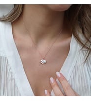 Beyaz Mine İşli Rose Gold Kaplama Bereket Fili Gümüş Kolye