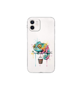 iPhone 12 ile Uyumlu Splash Bukalemun Tasarımlı Şeffaf Silikon Kılıf