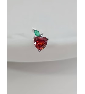 Kırmızı Elma Model Kıkırdak Piercing Tragus Helix Silver Gümüş ve Altın Kaplama Gold Renk Küpe (Gümüş)