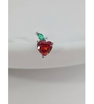 Kırmızı Elma Model Kıkırdak Piercing Tragus Helix Silver Gümüş ve Altın Kaplama Gold Renk Küpe (Gümüş)