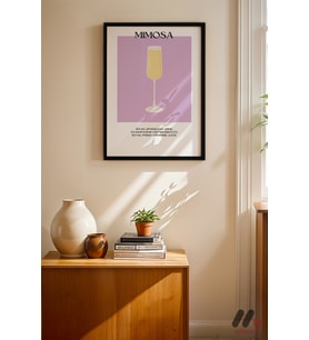 Mimosa Kokteyl Posteri, Siyah Çerçeveli Duvar Tablosu - Mutfak Dekorasyonu
