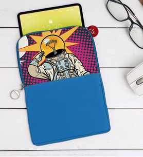 BK Gift Pop Art Tasarımlı Taşınabilir Koruyucu Tablet Kılıfı & Organizer Çanta - Mavi-9