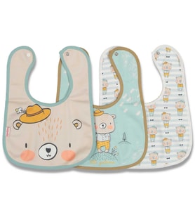 Çift Katlı  Çıtçıtlı Su Geçirmez Bebek Mama ve Salya Önlük 3 Adet STL5137