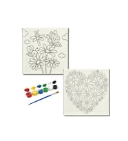 Okul Etkinliği-2'li Tuval Boyama Seti. 20x20 Cm Uv Baskı 6 Akrilik Boya 1 Fırça-model-253