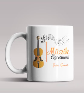 Kişiye Özel Müzik Öğretmeni Tasarımlı Beyaz Renk Kupa Bardak 7