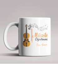 Kişiye Özel Müzik Öğretmeni Tasarımlı Beyaz Renk Kupa Bardak 7