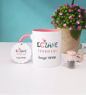 Eczane Teknikeri Kupa Bardak Pembe ve Anahtarlık
