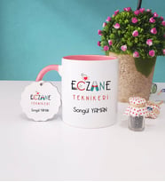 Eczane Teknikeri Kupa Bardak Pembe ve Anahtarlık