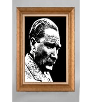 EV İŞYERİ OFİS İÇİN ALTIN ÇERÇEVELİ PASPARTULU ATATÜRK TABLO S297