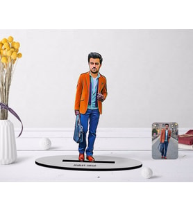 BK Gift Kişiye Özel Tam Boy Erkek Karikatürlü Ahşap Biblo Model-1 (Beyaz)