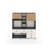 Hyperion Dolap 11 Raflı 6 Çekmeceli 4 Kapaklı 220x44x243 Antrasit-Çam/Aytaşı
