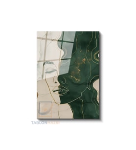 Dikey Cam Tablo Salon Duvar Tablosu Dikey Cam Soyut Yesil Siluet Yeni Ev Hediyesi Ofis Tablosu