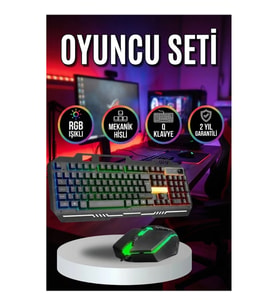RGB Işıklı Mekanik Hissiyatlı Gaming Klavye Mouse Seti Q Klavye