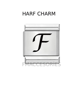 İTALYAN ÇELİK CHARM ÇELİK CHARM F HARFİ İSİM TARİH BAŞ HARF YAZILIR 9 MM FMACCESORİES