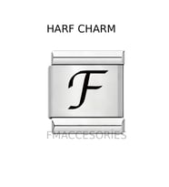 İTALYAN ÇELİK CHARM ÇELİK CHARM F HARFİ İSİM TARİH BAŞ HARF YAZILIR 9 MM FMACCESORİES