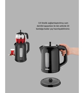 Sinbo Elektrikli Çay Makinesi 1.7 L Su Isıtıcı Ve Cam Demlikli Güvenli Kullanım