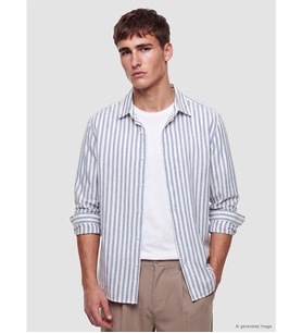 LCW Vision Mavi Regular Fit Çizgili Armürlü Erkek Gömlek