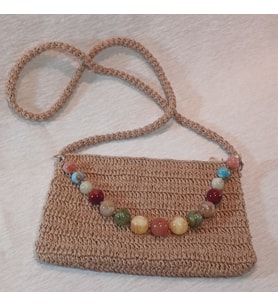 Cam Boncuklu El Örgüsü Bohem Clutch & Çapraz Askılı Kadın Çantası