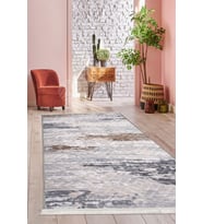 Dijidekor Halı Gri14 Cool Karo Yıkanabilir Saçaklı Kesme İnce Yolluk Kilim Salon Halısı Modelleri (A.Gri)