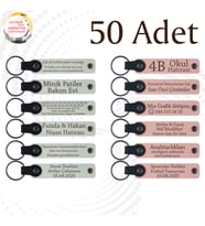 Beyaz & Y Ağzı, Doğum Günü Partilerine Anlamlı Katkı, 50’li Set, İsim Yazılabilen Deri Anahtarlık