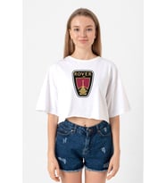 Vikings Rover Amblem Beyaz Kadın Crop Tshirt
