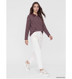 LCW Modest Ekru Beli Lastikli Gabardin Kadın Pantolon