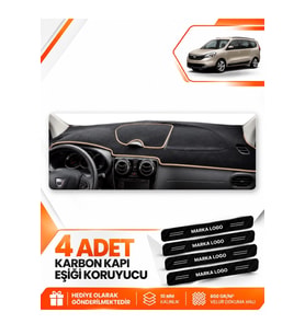 DACIA LODGY (2010-2017) Uyumlu Ön Torpido Koruma Kılıfı Halısı - Siyah Bej