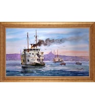 EV İŞYERİ OFİS İÇİN ALTIN ÇERÇEVELİ PASPARTULU TABLO VB746