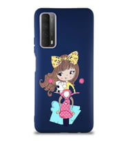 Huawei P Smart 2021 Soft Premier Kapak Vespagirl Tasarımlı Silikon Kılıf - Lacivert (Şeffaf)