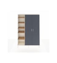 Arges Dolap 7 Raflı 2 Kapaklı Tek Askılı 132x30x195 Aytaşı-Antrasit/Çam