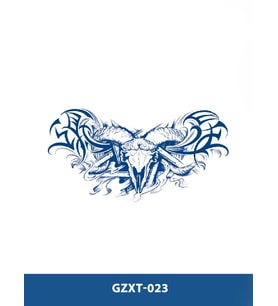GZXT-023 YARI KALICI KURUKAFA BOYNUZLU DESEN GÖĞÜS DÖVME-TATTO