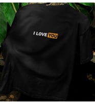 I LOVE YOU YAZILI BASKILI UNISEX BİSİKLET YAKA PAMUKLU OVERSIZE KALIP KISA KOLLU T-SHIRT (Düz Siyah)