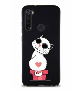 Xiaomi Redmi Note 8 Soft Premier Kapak Coolcat Tasarımlı Silikon Kılıf - Siyah (Şeffaf)