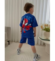 Cg Kids Örümcek Adam Spidey Erkek Çocuk Tshrit&Şort Alt Üst Takım Süper Kalite Sırt Baskı Detay