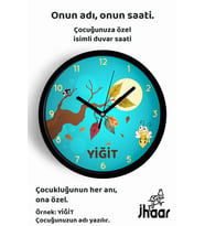 İsme Özel Sevimli Arı Çocuk Odası Duvar Saati Orta Boy 30 cm Siyah Camlı Sessiz
