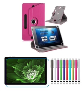 Philip s T7305 10.1” Tablet Uyumlu UNİVERSAL Dönerli Standlı Tablet Kılıfı +Dokunmatik Kalem (Pembe)