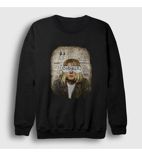 Presmono Unisex Siyah Paper Nirvana Kurt Cobain Sweatshirt 35894tt