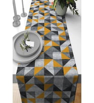 Sarı Geometrik Desenli Premium Masa Örtüsü Runner RNR380