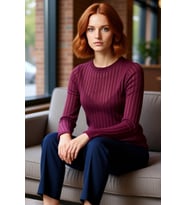 Kadın Fitted Bisiklet Yaka Uzun Kollu Triko Görünümlü Örme Bluz Günlük Kullanım İçin Cool Ve Comfort