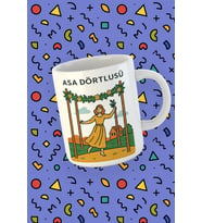 Kartura Koleksiyonu – Tarot Asa Dörtlüsü Kartı Özel Tasarım Kupa Bardak (Beyaz)
