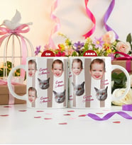 BK Gift Anneye Özel Yüz Baskılı Beyaz Kupa Bardak - Anneler Günü ve Kadınlar Günü Hediyesi (Bej)
