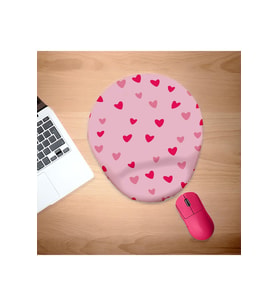 Minik Kırmızı ve Pembe Kalpler Bilek Destekli Mouse Pad